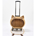 Luxus Hunde Haustier Travel Carrier Bag Case Rattan Wicker auf Rädern